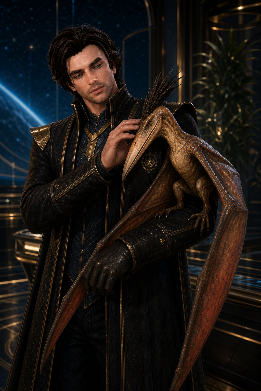 Azwethinkweiz gently petting a Marok bird
